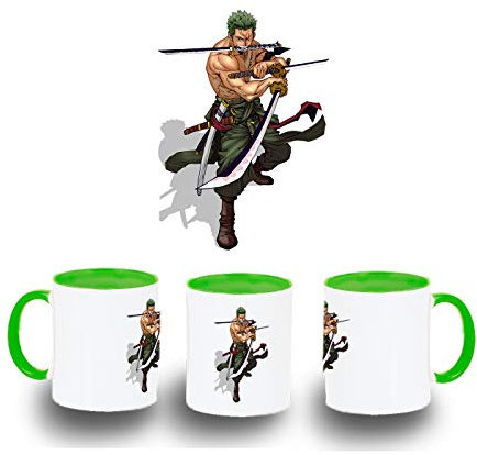 MERCHANDMANIA TAZA VERDE ZORO TRIPLE KATANA PIRATA color mug