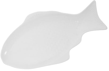 DOITOOL Fish Shaped Plate Fish Dish Creative Ceramic Serving Platter Decorative Snack Storage Platter for Restaurants Home (13 Inches White)