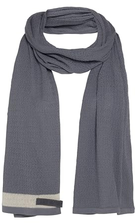 KNIT FACTORY - June Schal - Strickschal für Damen und Herren - Für Frühling und Sommer - Hochwertige Qualität - Baumwollmix - Med Grey