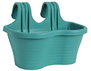 Tamersgifts Easy Hang Garden Hanging Plant Pots Flower Pots Trough Garden Fence Balcony Railing Flower Pot (Green, Medium)