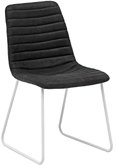 Woodkings 2X Stuhl Milton, Kufenstuhl, Stoff grau, Metall, Esszimmerstuhl modern, Designstuhl, Metallstuhl, Küchenstuhl (2er, Weiß)