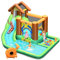GOPLUS Aufblasbarer Hüpfburg, Wasserpark mit Rutsch und Kletterwand, Planschbecken für Kinder 3+ Jahre, Spielpool im Outdoor, inkl.Tragetasche, 300x300x230cm (Dinosaurier, Mit Gebläse)