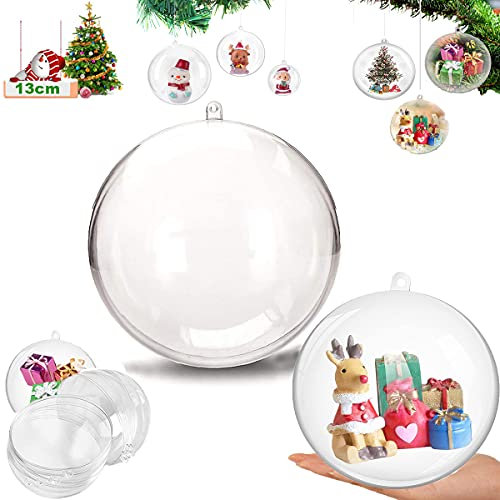 Panlom Clear Baubles to Fill 4-14cm Giant Hanging Ornament Fillable Baubles for Christmas Holiday Wedding Party Home Decor - 10PCS (13.6cm)