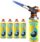 Blow Torch Butane Gas Cylinders Kitchen & Catering Cooking Kit, Camping Gas Canister for Camping Stove, Blowtorch COOKER CAMPING HEATER BBQ Gas Bottles Cook Brulee Tarts Pies (1X Torch 4x Gas Refills)