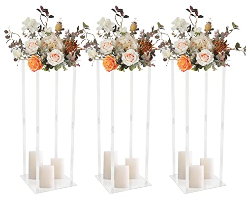 3X Einstellbare Klar Acryl Blumenständer Rechteckig Pflanzenständer Mittelstücke Vasen, Tragfähigkeit 10kg, Für Jeder Besondere Tag