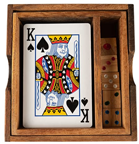Juegos de Blackjack de Cartas con 5 Dados y Paquete de Madera (Card Blackjack)