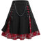 ROSE GAL Damen-Rock, Übergröße, Mini-Rock, A-Linie, Gothic-Rock, lässig, einfarbig, Kettendetail, hohe Taille, kurze Nähte, kariert, plissiert, schwarz 2, 2X