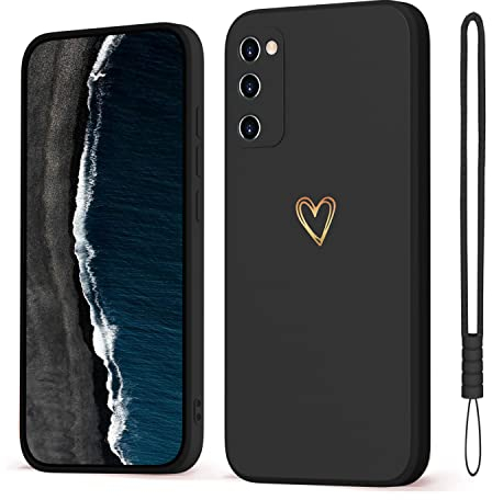 Mitetabo für Samsung Galaxy S20 FE Hülle,Handyhülle Samsung Galaxy S20 FE 4G/5G Gold Liebesherz Mädchen Case Weich Silikon Slim Stoßfest Kratzfeste Süßes Gold Love Schutzhülle für S20 FE Schwarz