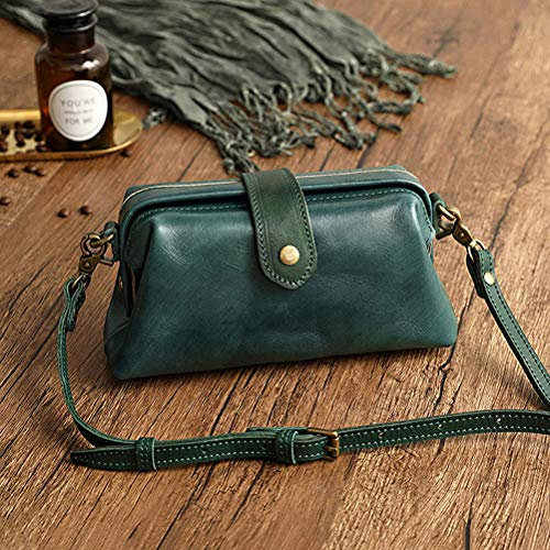 Fauitay Arzt Handtasche Ledertaschen Damen Umhängetasche Arzt Stil Taschen, Retro Handgefertigte Arzttasche Umhängetasche Damen Vintage Stil Leder Umhängetasche Umhängetasche (Grün)