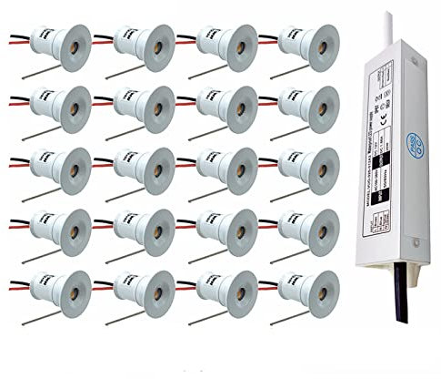 LGJEGD Mini LED Downlight 12V 1W Deckenstrahler 15mm Einbaustrahler dimmbar mit 36W Transformator, 16Pack (Color : Warm white 3000K, Size : 30 degrees)