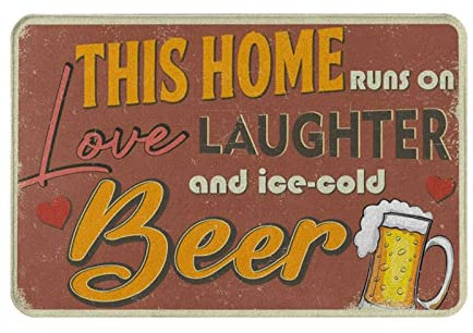 This Home Runs On Love And Beer Funny Beer Lover Gift Indoor Doormat Bath Rugs Non Slip Front Door Mat Floor Mats For Bathroom Bedroom Living Room Entrance Rugs Decor Accessories 20x32inch