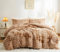 Sedefen Winter Bettwäsche 135x200cm 2tlg Braun Gestreift Flauschig Plüsch Bettbezug Kunstfell Teddy Fleece Fleece Coral Cashmere Touch Weich Wendebettwäsche mit Reißverschluss &1 Kissenbezug 80x80cm
