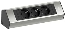 BACHMANN Steckdosenleiste Casia 2 3-Fach 2m Kabel Mehrfachsteckdose für Wand- und Eckmontage in Küche und Büro Edelstahl-Optik 932.000 (mit Anti-Fingerprint Beschichtung)