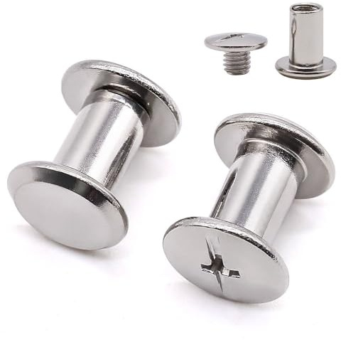 Glvaner 30 Sets M4 x 6mm Binding Screws, 304 Stainless Steel 18-8, Cross Head Chicago Screw Bingding Post Screw Kits for DIY Leather, Photo Albums, Bookbinding, Scrapbook, Belt