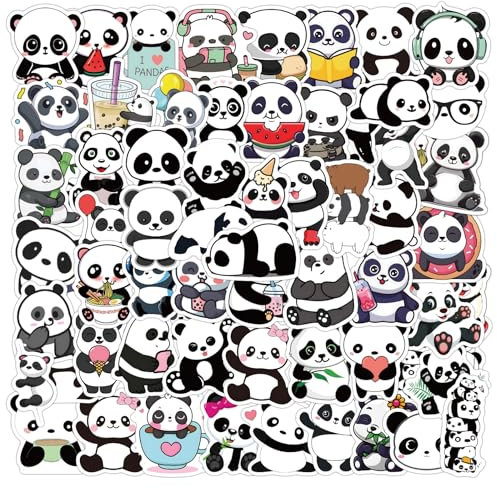 Panda Aufkleber Panda Sticker Set 60 Stücke Niedlich Deko für Auto Laptop Skateboard Fahrrad Moped Motorrad Fahrrad Computer,Geeignet für Erwachsene Kinder