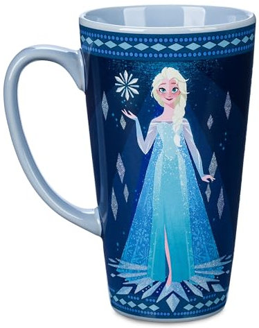 Disney Store Official Frozen 10th Anniversary Latte Mug, 473ml, Printed Stoneware Cup with Contrasting Interior and Handle, Dishwasher Safe