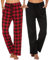 Ekouaer 2 Pièces Bas de Pyjama Femmes Pantalon Pyjama Femme à Carreaux Pantalon de Nuit avec Poches Doux Pantalon Long Vêtements de Nuit
