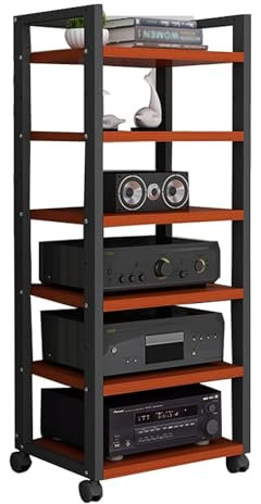 6-Tier AV Media Stand Audio Rack CD Player Stand Stereo Component Storage Cabinet With Height Adjustable Wooden Rack for DVD Players, Game Consoles (Color : Black, Size : 60x40x120cm) (Color : C)