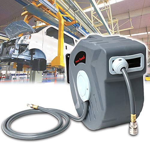 Tubiaz Avvolgitubo ad aria compressa, 20 m, attacco automatico da 1/4, tubo dell'aria in PVC, montaggio a parete, per compressore e officina