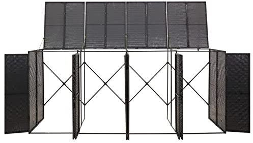 Homgoday Mülltonnenbox für 4 Tonnen Mülltonnenverkleidung mit Deckel Mülltonne Müllbox Müllcontainer Mülltonnenbox Mülltonnenabdeckung 274x80x117 cm Schwarz Poly Rattan