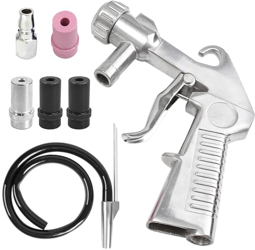 Sandstrahlen Pistole Kit, Sandstrahlpistole Druckluft, Sandstrahlkabine, Sandblaster, mit Gummischlauch, Keramikdüsen und Metalldüse ein Luftanschlussnippel, für Sandstrahlen
