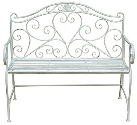 Gartenbank für draußen, Klappbare Terrassenbank für draußen, Parkstuhl, Metall, 2–3-Sitzer-Gartenbank, mit herzförmigem Muster, Sofastuhl für zwei Personen, Armlehne und Rückenlehne, schönes handgefe