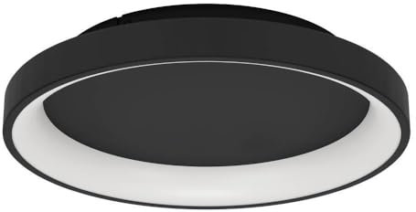 EGLO LED Deckenleuchte Loretello, runde Deckenlampe, Bürolampe dimmbar mit Fernbedienung, Metall und Kunststoff in Schwarz und Weiß, warmweiß-kaltweiß, Ø 35 cm