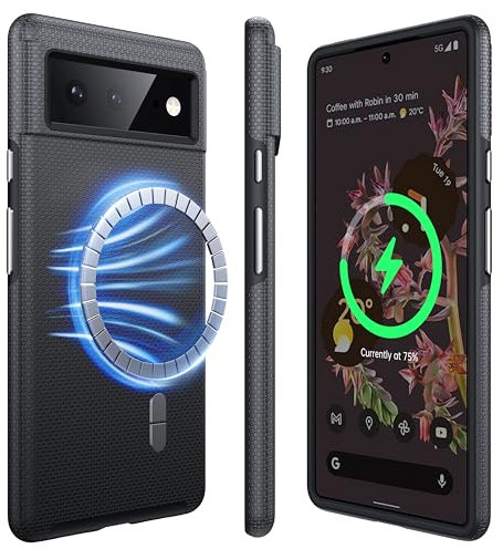 NJROW Starker Magnetisch für Google Pixel 6 Hülle Kompatibel mit MagSafe [2024 Neu] [Dual Layer Schutzhülle] [Militärisch Stoßfest] Robuste Handyhülle für Google Pixel 6 Case Dünn, Schwarz