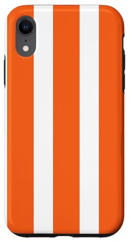 Bright Orange and White Stripes, Striped, Preppy Aesthetic Case for iPhone XR
