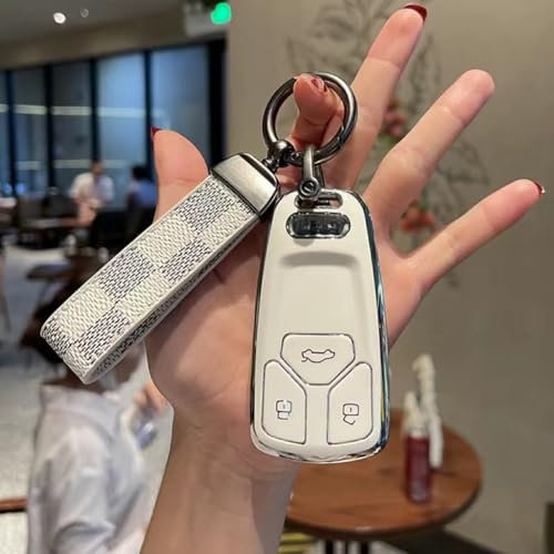 DDHHBH Fundas para Llave de Coche para Audi A4,Metal Estuche con Llavero Protectora Llave Mando a Distancia Carcasa para Mando Hombre Mujer Gadgets Decoración Coche,A-2