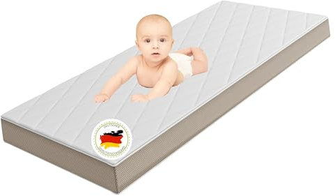 Pillows24 - Air Premium Baby Matratze 60x120 | 10cm hoch | Atmungsaktive Kindermatratze 60x120cm mit Silver Care Bezug | Babymatratze 60x120cm für Babybetten | Matratze 120x60 mit Nässeschutz