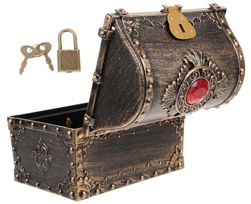 COSMEVIVI Box Decorative Pirate Chest Pirate Flag With Lock Treasure Chest Accessories Pirate Toys Trunk Treasures Velvet Lockable Hand Trinket Pirate Treasure Map Holder Chests Plastic