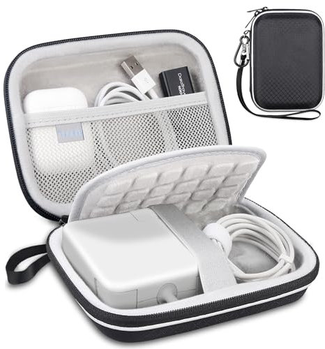 Lacdo Elektronische Zubehörtasche Organizer Kabeltasche Hülle für MacBook-Netzteil, Adapter, Magic Mouse, MagSafe, SD Karten, Tragbaretasche Laptop Accessoires Tech Pouch Zubehör, Schwarz