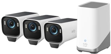 eufyCam S3 Pro 3-Kamera-Set, 4K Kabellose Solar-Überwachungskamera Außen, MaxColor Nachtsicht, Forever Power 2.0, Gesichtserkennung-KI, Erweiterbarer Lokaler Speicher (Generalüberholt)