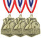 PATIKIL Bowling-Spiele Prägung Goldmedaillen mit roten & weißen & blauen Bändern, 3 Stück Gewinnermedaillen Gold Silber Bronze Preise für Wettbewerbe Sportparty, Gold
