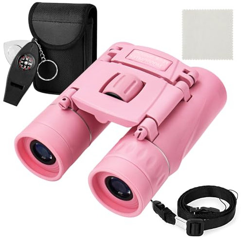 Ryaco Fernglas für Anfänger, 8x21 Starke Vergrößerung Klein Stoßfestes, HD Feldstecher für Anfänger und Amateure Jahre Ostergeschenk Vogelbeobachtung, Sightseeing, Camping, Rosa