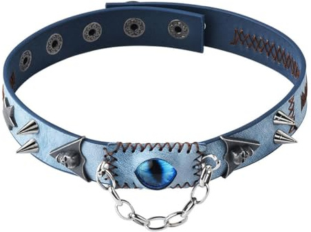 Caiduoduo Choker Blue Eyes Niet Kragen Halskette für Männer und Frauen