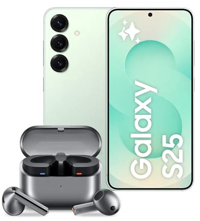 Samsung Galaxy S25 con Galaxy Buds3 Graphite, Auricolari True Wireless ANC, Smartphone AI con 3 anni di Garanzia del produttore, RAM 12GB, 256GB, Mint