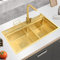 Heihe Fregadero de Cocina Dorado Fregadero Grande Fregadero de Acero Inoxidable Dorado con Grifo Fregadero de Doble Seno Fácil de Limpiar Accesorios completos (Color : Gold, Size : 78x46cm)