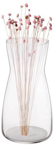 LOMUG Vaso per fiori in vetro trasparente, alto 20 cm, per decorazione da tavolo, vaso decorativo per erba della pampa, tulipani, orchidee, rose, fiori secchi
