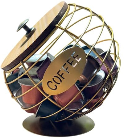 Support de capsules de café avec couvercle, panier de grande capacité, distributeur d' , polyvalent, gain de place, 21 x 20 cm, pour cuisine, plan de travail
