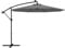 COSTWAY 3M Garden Cantilever Parasol, Outdoor Offset Banana Hanging Umbrella with 32/40 LED Lights and Tilted Design, Sun Shade Canopy for Poolside, Deck & Patio (Grey, with 40 Lights)