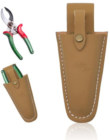 CHEERYMAGIC Secateurs Holster,Tool Belt Pouch, Leather Sheath Pouch Holder Gardening Tools Holster Belt Case for Garden Pruning Pliers Shears Scissors or Knife Tools Gifts for Men Dad Husband A4GJYB