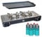 Intec - Kit plancha de gas completo 2 en 1 – Hornillo de 2 luces de acero inoxidable 4400 W + placa parrilla + 4 cartuchos de gas butano interior y exterior