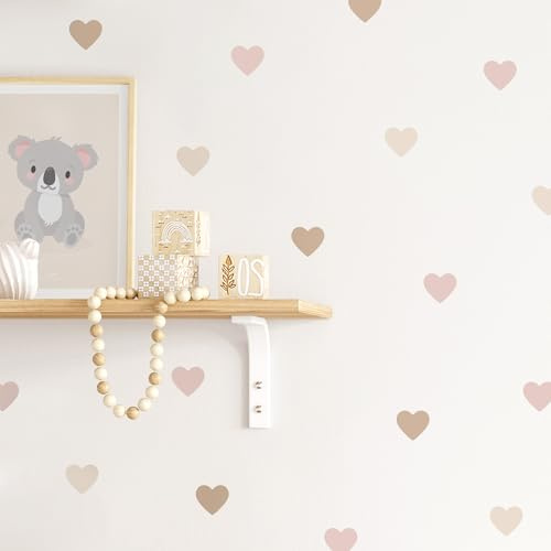 Klebekerlchen® | Wandtattoo Kinderzimmer Mädchen & Junge, Wandsticker selbstklebend, wiederverwendbare Kinderzimmer Deko, Boho Herzen Wandtattoo – Herz Sticker (Set mit 36 Motiven)
