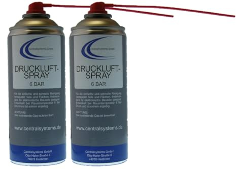 2 Stück Druckluftspray je 400ml mit Sprührohr - Reinigungsspray Druck Luft Sprühdose