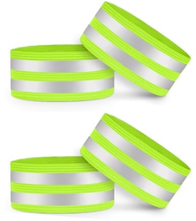 Reflektorbänder, Reflektorband für Laufen, Joggen, Kleidung, Arm und Bein | 35 x 5 cm, 2 Reflexstreifen je 1 cm, 8 cm Klettverschluss für Oberarm und Knöchel, mehr Sichtbarkeit bei Nacht beim Radfahren