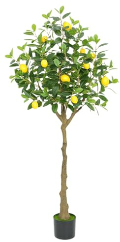 Citronnier Artificiel, Faux Citronnier de 150cm de Haut, Plante en Pot de Citron pour la Décoration de la Maison, du Bureau et du Salon
