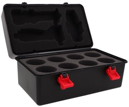 Aufbewahrungsbox für Kampfkreisel Schwarze Plastikbox | Deckel und Griff, Innenfächer aus Kunststoff und Schwamm, für Kinder