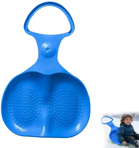 Schneeteller Schneerutscher, Dauerhaft Schneeflitzer, Poporutscher Erwachsene Kinder, Schneeflitzer Schlitten Bob mit Handgriff, Anschließbarer Schneerutscher Popo-Rutscher Bob (1-Blau)